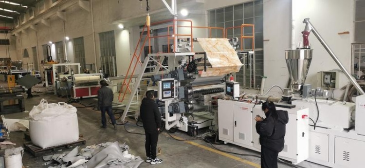 Mesin Lembar Marmer PVC, Mesin Pembuat Lembar Marmer PVC, Lapisan Produksi Laper Laminasi PVC 