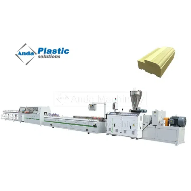 Jalur produksi profil bingkai pintu solid WPC